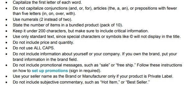 Amazon Title guidelines