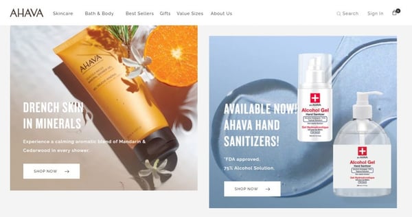 ahava hand sanitizers