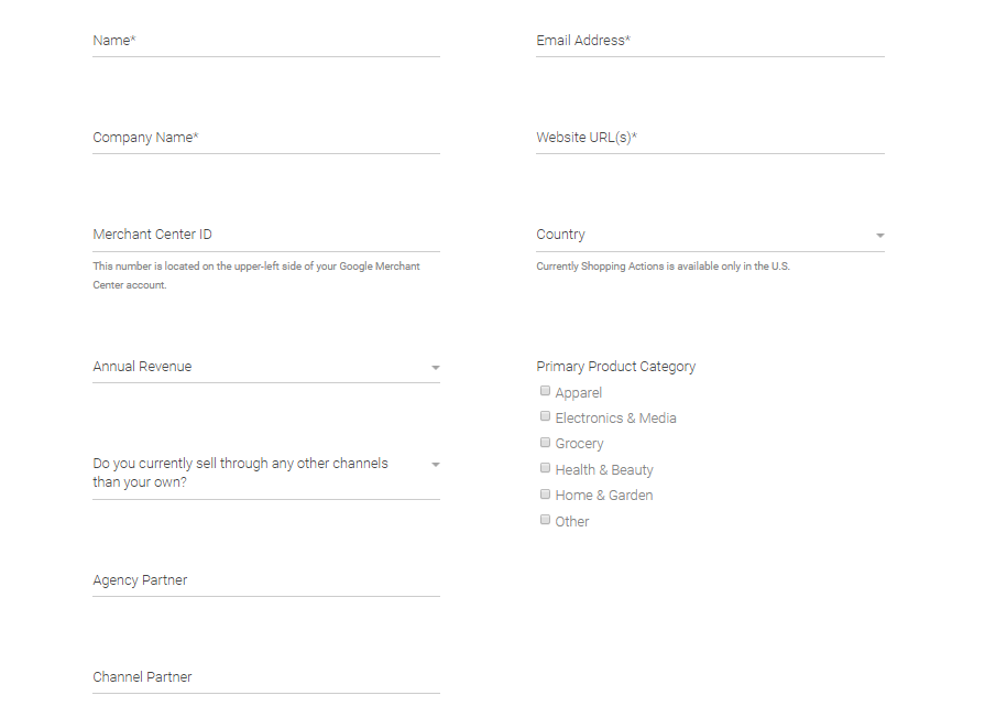 applying for Shoping actions