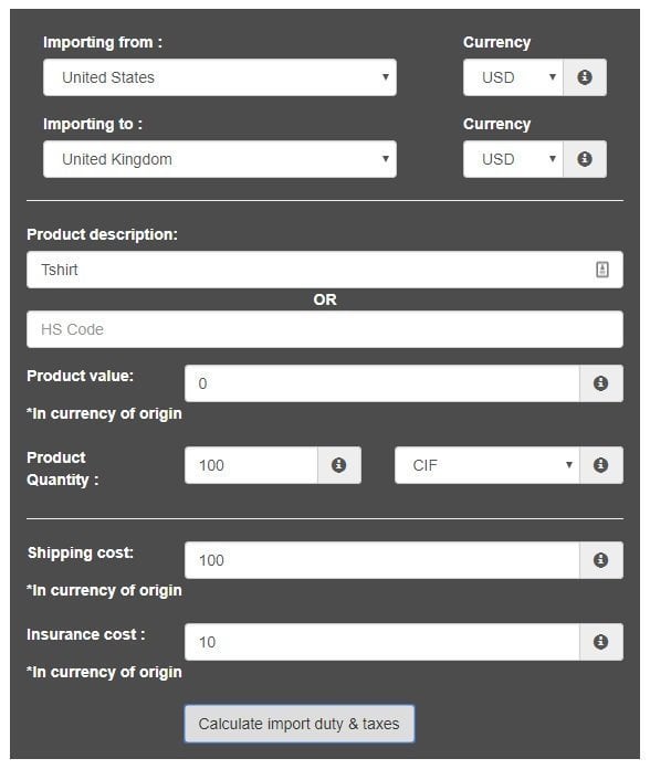 how to calculate import duty and taxes