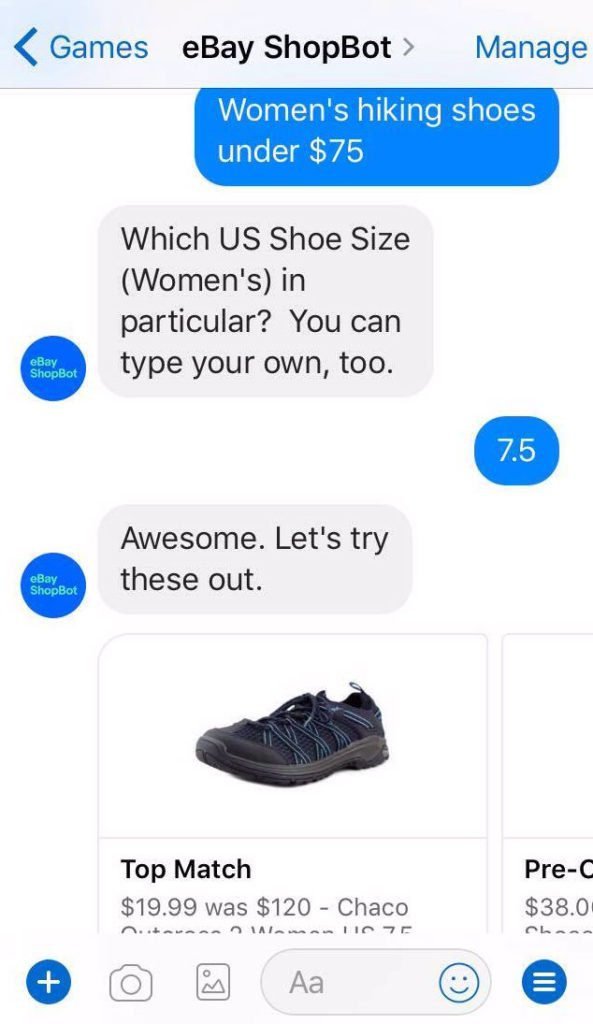 example of ecommerce chatbot