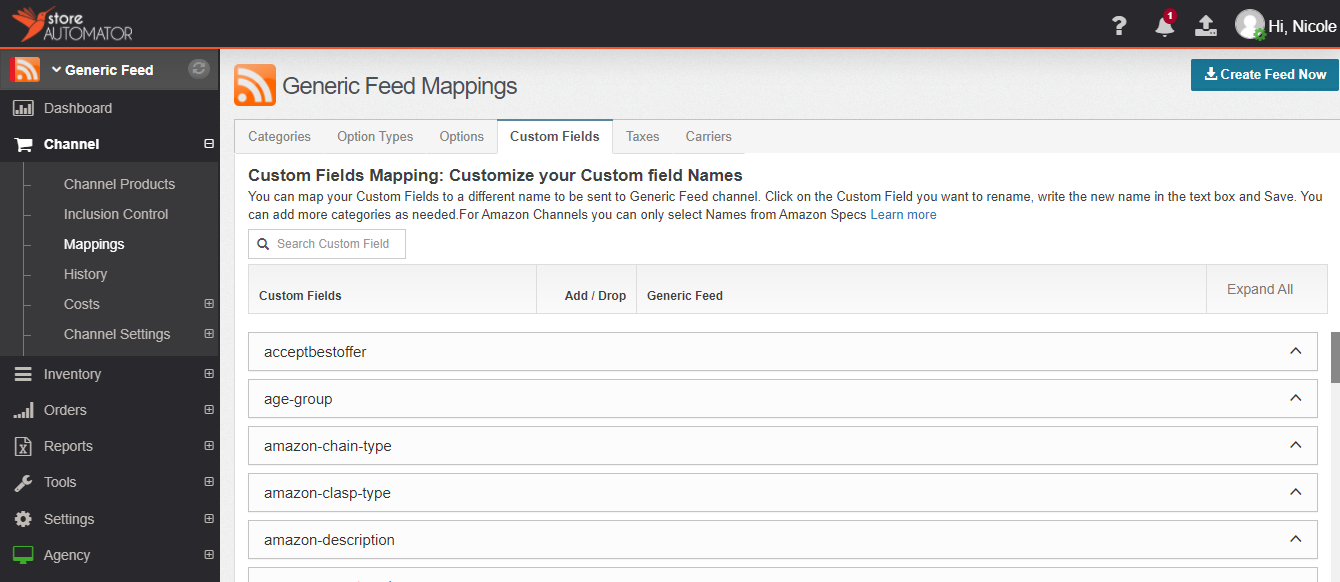 StoreAutomator Generic Feed Mapping