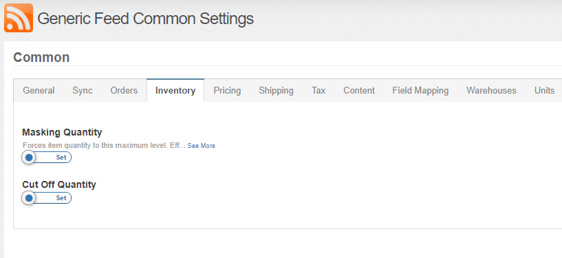 Inventory Generic Feed Common Settings