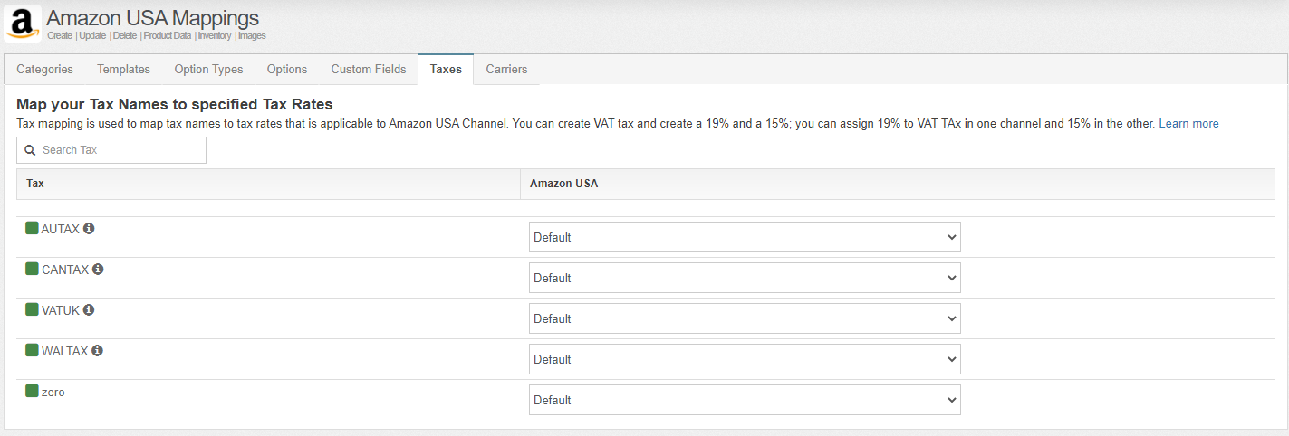 Amazon USA Tax Mapping