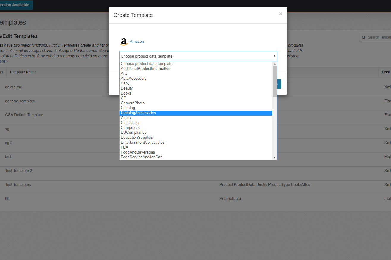 Select Amazon Template